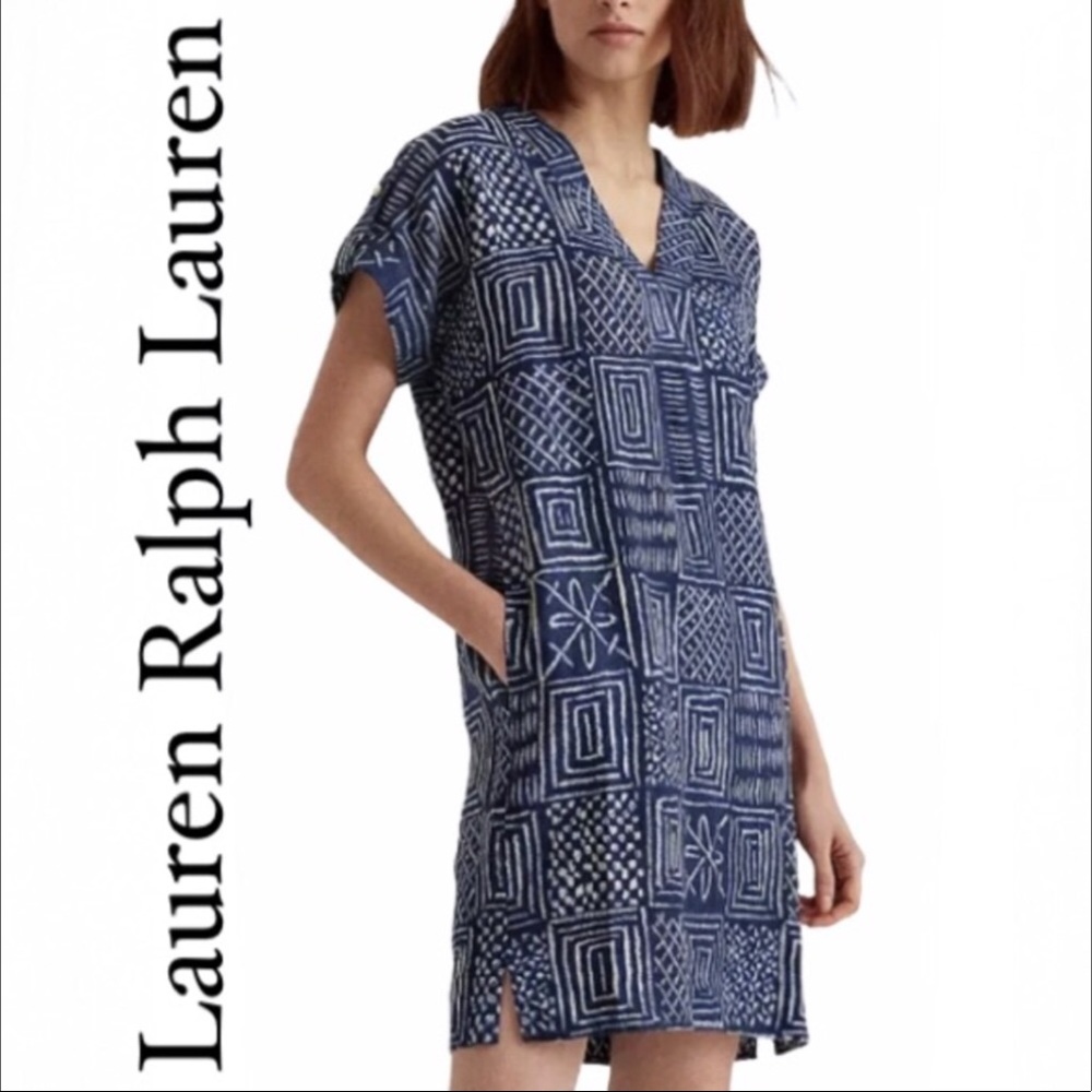 Ralph Lauren Geometric Indigo Shift Dress